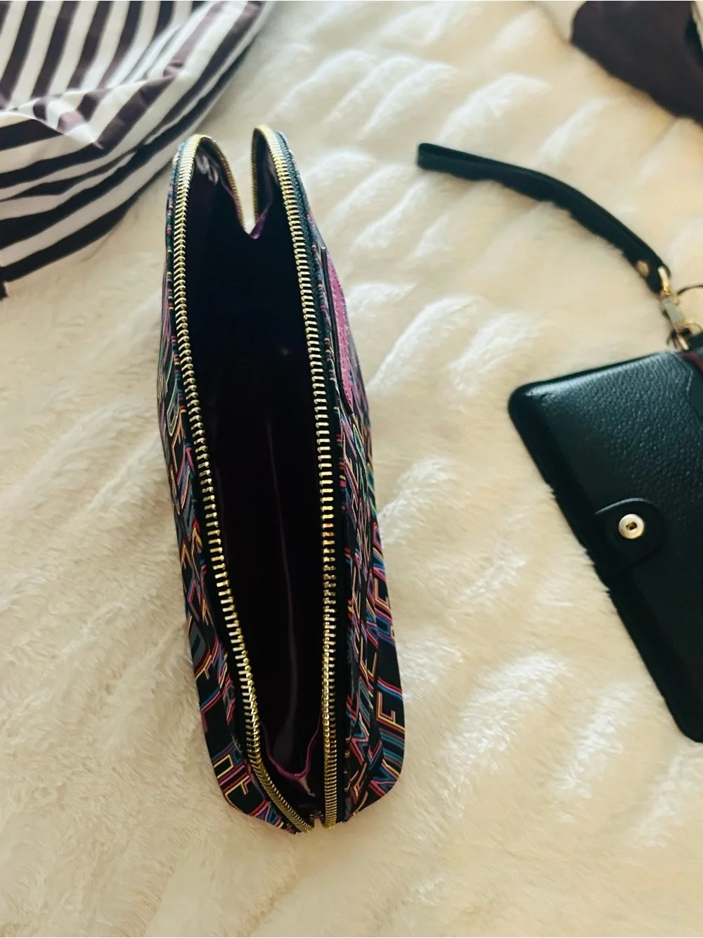 Henri Bendel  Steven Wilson limited edition Logo Stripe Cosmetic Pouch